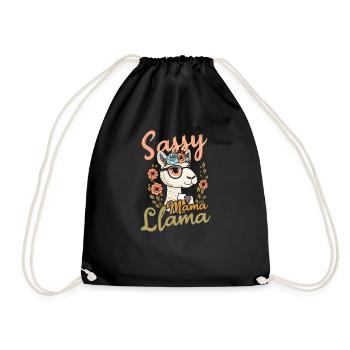 Alpaka Lama Sassy Lama Sonnenbrille - Turnbeutel - Schwarz - Vorne
