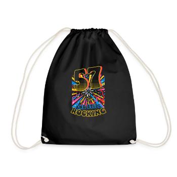 57th Birthday 57 and Still Rocking - Drawstring Bag - black - Front