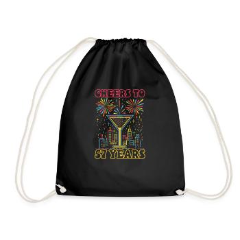 57th Birthday Cheers to 57 Years - Drawstring Bag - black - Front