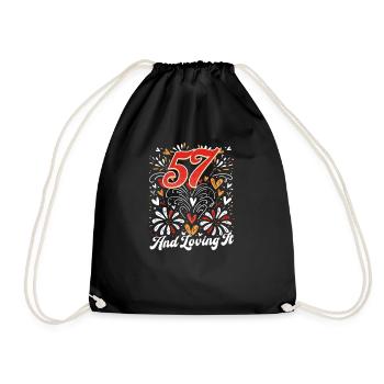 57. Geburtstag 57 und liebt es - Turnbeutel - Schwarz - Vorne
