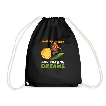 Dairy Farmer Making Cheese and Chasing Dreams - Drawstring Bag - black - Front