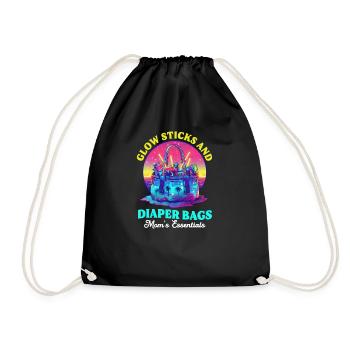 EDM Rave Mom Sticks & Diaper Bags - Drawstring Bag - black - Front