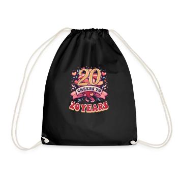 20 Years Anniversary Cheers To 20 Years! - Drawstring Bag - black - Front