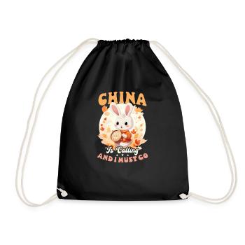 Chinese China Calling - Drawstring Bag - black - Front