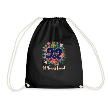 92nd Birthday 92 Years Loved - Drawstring Bag - black - Front