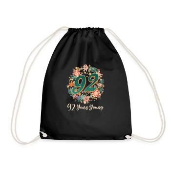 92nd Birthday 92 Years Young - Drawstring Bag - black - Front
