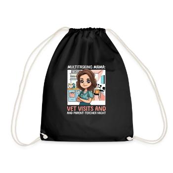 Vet Mom Vet Visits and Parent-Teacher Nights - Drawstring Bag - black - Front