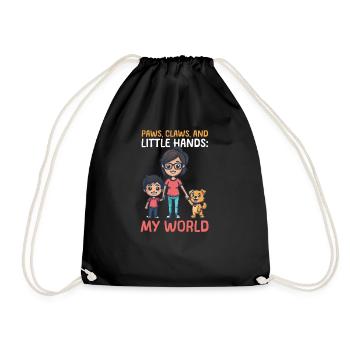 Vet Mom Paws, Claws, and Little Hands: My World - Drawstring Bag - black - Front