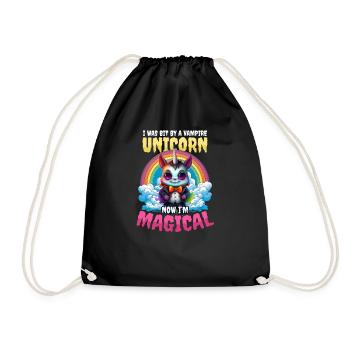 Halloween Unicorn Bit By Vampire Unicorn Magical - Drawstring Bag - black - Front