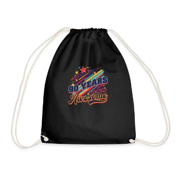 90 Years Old 90 Years of Being Awesome - Drawstring Bag - black - Front