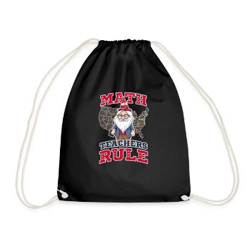 4th Of July Math Teacher Gnome Teacher Rule - Drawstring Bag - black - Front