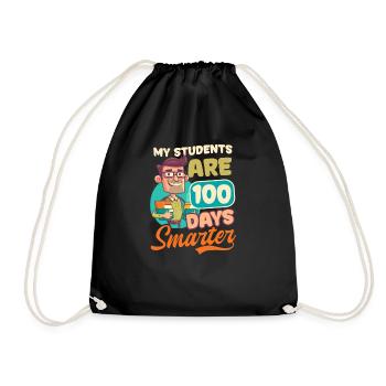 100 Days Of School Teacher Students 100 Days Smart - Drawstring Bag - black - Front