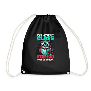 100 Days Of School Teacher Loved My Class Owl - Drawstring Bag - black - Front