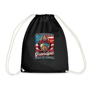 Firefighter Grandpa Hero In Action - Drawstring Bag - black - Front