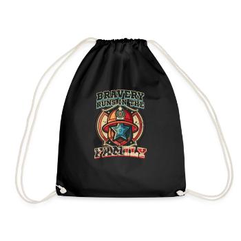 Firefighter Grandpa Bravery Runs In The Family - Drawstring Bag - black - Front