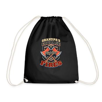 Firefighter Grandpa Fighting Fires - Drawstring Bag - black - Front