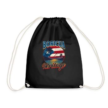 Puerto Rico Boricua Heritage - Drawstring Bag - black - Front