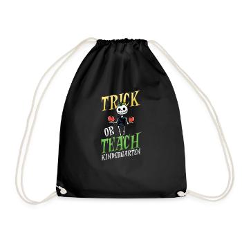 Kindergarten Teacher Trick Or Teach Skeleton - Drawstring Bag - black - Front