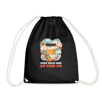 Au Pair Keep Calm And Au Pair On - Drawstring Bag - black - Front