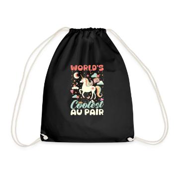 Au Pair World'S Coolest Au Pair - Drawstring Bag - black - Front