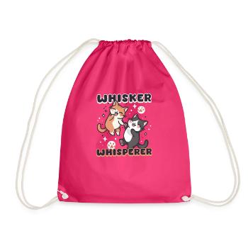 Cat Sitter Whisker Whisperer - Drawstring Bag - fuchsia - Front