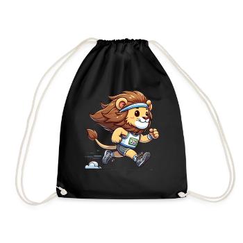 Cute Marathon Runner Lion - Turnbeutel - Schwarz - Vorne