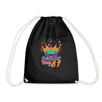 81st Birthday Birthday Queen At 81 - Drawstring Bag - black - Front