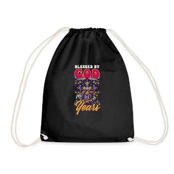 75th Birthday Bless By God For 75 Years - Drawstring Bag - black - Front