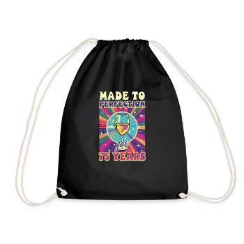 75th Birthday Made To Perfection For 75 Years - Drawstring Bag - black - Front