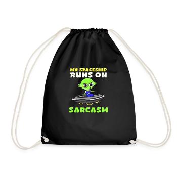 Alien Abduction Spaceship Runs On Sarcasm - Drawstring Bag - black - Front