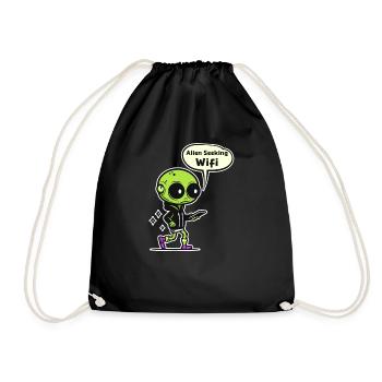 Alien Abduction Alien Seeking Wifi - Drawstring Bag - black - Front