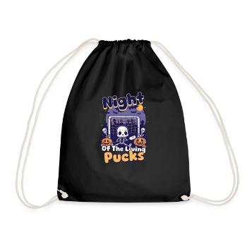 Halloween Ice Hockey Night Of The Living Pucks - Drawstring Bag - black - Front