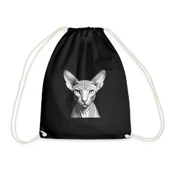 Cool sphynx cat - Drawstring Bag - black - Front