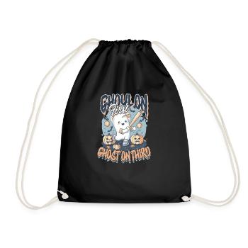 Halloween-Baseball-Ghoul an erster, Geist an dritter Stelle - Turnbeutel - Schwarz - Vorne