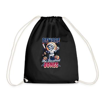 Halloween Baseball Beware The Baseball Bones - Drawstring Bag - black - Front