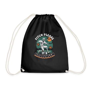 Halloween Baseball Pitch Please, It's Halloween! - Drawstring Bag - black - Front