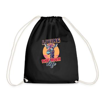 Giraffe Living The High Life - Drawstring Bag - black - Front