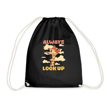 Giraffe Always Look Up - Drawstring Bag - black - Front
