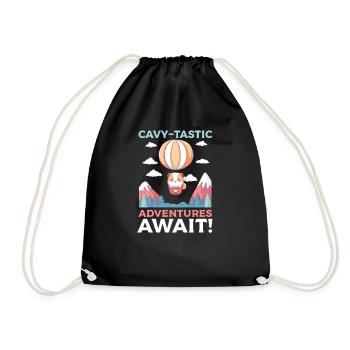 Guinea Pig Cavy-Tastic Adventures Await! - Drawstring Bag - black - Front