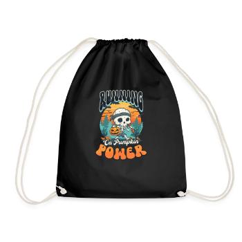 Halloween Runner Running On Pumpkin Power - Drawstring Bag - black - Front