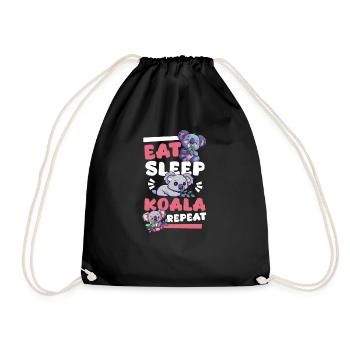 Koala Eat, Sleep, Koala Repeat - Drawstring Bag - black - Front