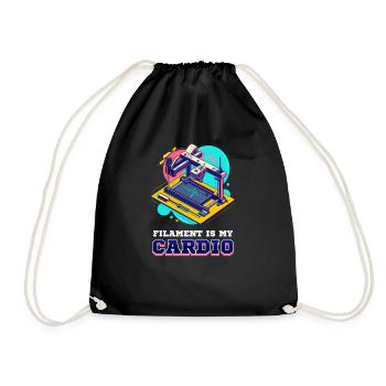 3D Printer Accessories Filament Is My Cardio - Drawstring Bag - black - Front