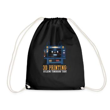 3D Printer Accessories Building Tomorrow Today - Drawstring Bag - black - Front