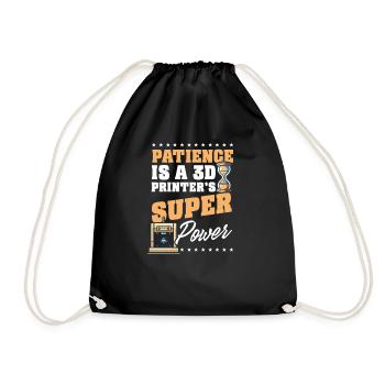 3D Printer Accessories Patience 3D Printer's Power - Drawstring Bag - black - Front
