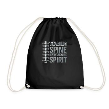 Back Surgery Titanium Spine, Unbreakable Spirit - Drawstring Bag - black - Front