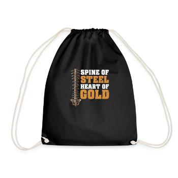 Back Surgery Spine Of Steel, Heart Of Gold - Drawstring Bag - black - Front
