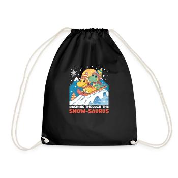 Dinosaur Christmas Dashing Through The Snow-Saurus - Drawstring Bag - black - Front