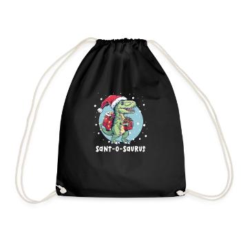 Dinosaur Christmas Sant-O-Saurus - Drawstring Bag - black - Front