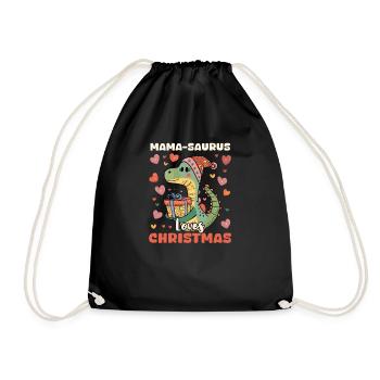 Dinosaurier Weihnachten Mama liebt Weihnachten - Turnbeutel - Schwarz - Vorne
