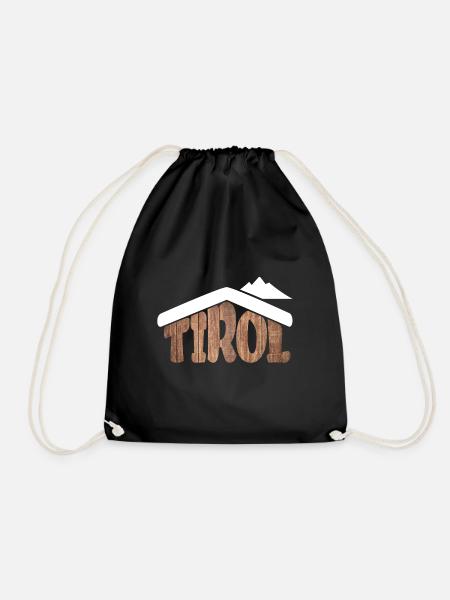 Tirol Austria Almhütten Souvenir for skiers - Drawstring Bag - black